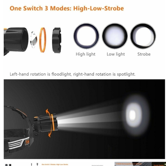 BNIB Tacklife Lights and Lanterns LED Headlamp Model LLH3A - Picture 6 of 6